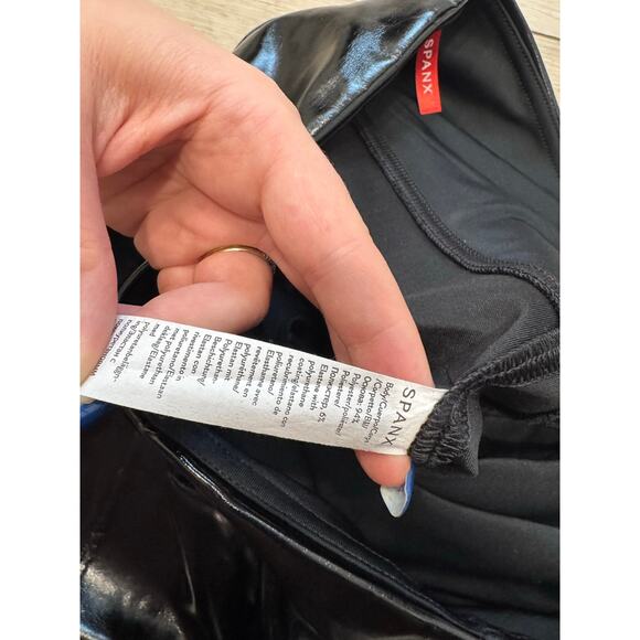 SPANX FAUX PATENT LEATHER LEGGINGS XL - Picture 4 of 8